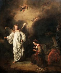 Hagar meeting the angel in the desert.