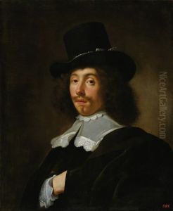 Portrait of a man with a high hat.