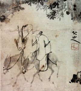 Travellers on donkeys. by Bada Shanren