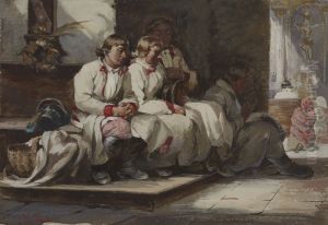 In the Church Porch by Kazimierz Pochwalski