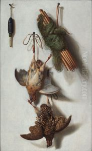 Trompe l'Oeil of Dead Fowl, a Hunting Net and a Whistle Suspended from four Nails