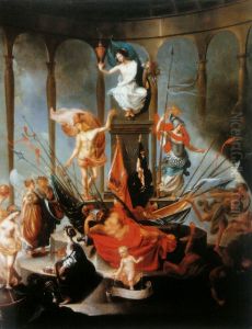 Allegory of peace triumphant over the war. by Jacob Willemsz de Wet