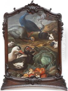 Ducks, guineafowl, pigeons, guinea pigs and a hedgehog with vegetables