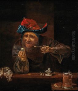 Interior with a peasant sitting at a table Interior with a peasant sitting at a table
