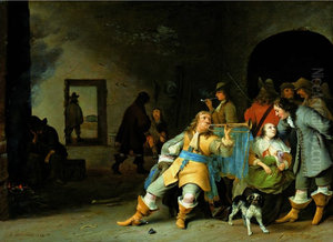 A guardroom scene with a trumpeter. A guardroom scene with a trumpeter.