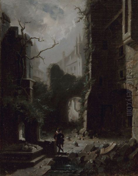 Mondscheinszene mit Burgruine - view 1