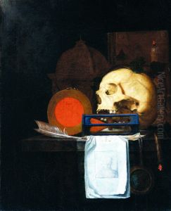 Vanitas Still Life with Rembrandt Print, on the Death of Ferdinand II Vanitas Still Life with Rembrandt Print, on the Death of Ferdinand II