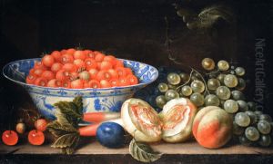 Fruit still life with a Wan-li bowl with strawberries