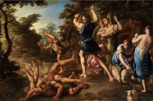 Moses defending the daughters ofJethro by Nicola Vaccaro