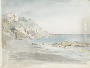 Stranden ved Marina Grande, Capri by Johan Wilhelm Ludwig Dahl