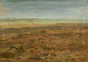 North African desert landscape. by H. A. Brendekilde