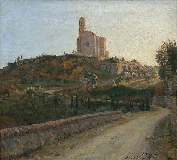 View from Volterra with a church. - view 1