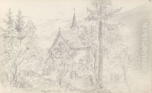 Seljord kirke by Adolph Tidemand
