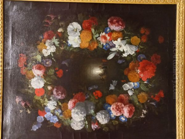 Flower garland with Grotta di Posillipo - view 1