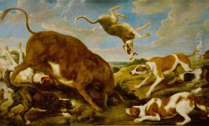Bull Attacked by Hounds