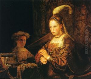 A lady at her toilet.