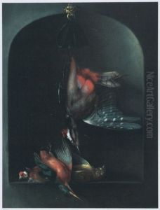 Still life of dead birds by Godfriedt Van Bochoutt
