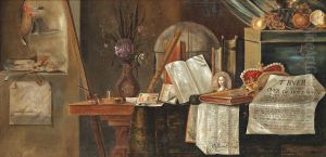 Vanitas still life with a poem concerning the death of Charles I