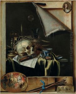 Trompe l'oeil Studio Wall with a Vanitas Still Life by Cornelis Norbertus Gijsbrechts