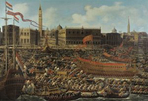 Venice, The Basin of Molo and the San Marco on Ascension Day by Matteo Stom