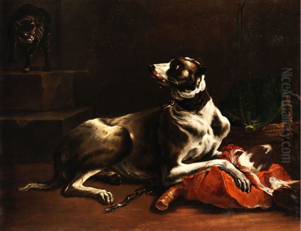 Eating dog confronted by envious cat - view 1