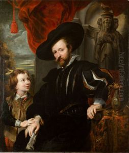 Double portrait of Rubens with his son Albert by (studio of) Rubens, Peter Paul