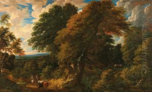 Wooded landscape with peasants and their cattle Wooded landscape with peasants and their cattle