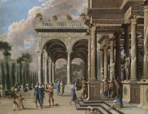 Palatial architecture with figures