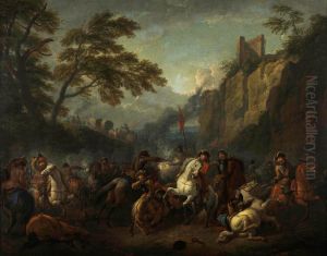 Battle scene by Pieter van Bloemen