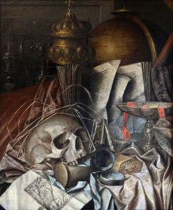 Vanitas with skull by Cornelis Norbertus Gijsbrechts
