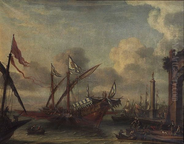 A Galley off a Mediterranean Port - view 1
