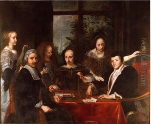 Group portrait of an unknown jeweler and his family (Allegory of Avarice) by Jan De Herdt