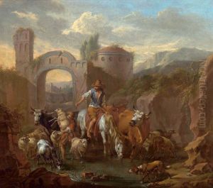 Italianate landscape with a shepherd and his flock