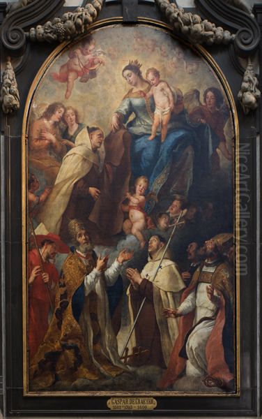 Saint Simon Stock, patron of the Carmelites, receives the scapular from the hands of Our Lady - view 1