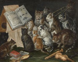 Concert of cats by Jan van Kessel the Elder