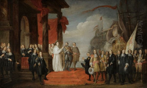 Charles V after his abdication embarking on a ship bound for Spain in the port of Vlissingen, Zeeland - view 1