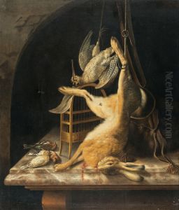 Hunt still life with a hare and asnipe by Jacob Biltius