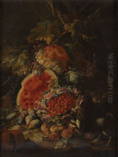 Still life with Grapes, Pumpkins, Peaches, Plums and Pears. - view 1