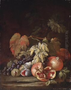 Still life of grapes, figs and pomegranates