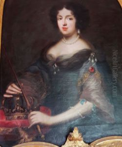 Portrait of Marie Casimire Sobieska with a crown and sceptre.