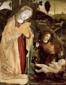 Madonna and Two Angels Adoring the Christ Child by Leonardo Da Vinci