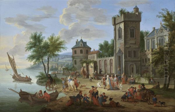 Crowded Village Scene with Villagers - view 1