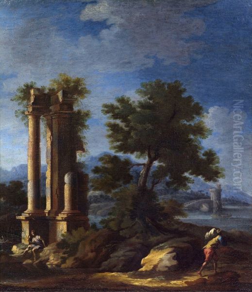 Paesaggio con rovine e figure - view 1