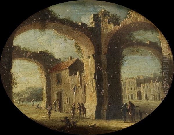 Paesaggio con rovine e figure - view 1