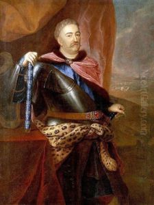 Portrait of John III Sobieski with a baton. by Jerzy Siemiginowski-Eleuter