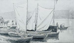 Landingsbrygge paa Hanko by Hans Gude