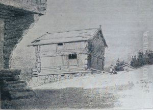 Bondehus I Telemarken by Hans Gude