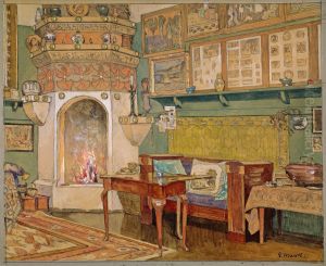 Interior from Leveld, the Livingroom by Gerhard Munthe