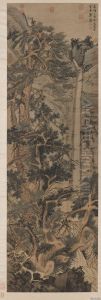 Vieux arbres pres d'une froide cascade by Wen Zhengming