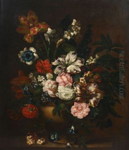 Mixed bunch of flowers in a vase Mixed bunch of flowers in a vase